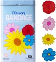 BioSwiss Kids Bandages, Flowers Shaped Self Adhesive Bandage Set, Latex Free, Sterile Wound Care, 50 Count