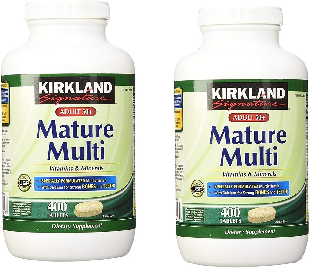 Firma Kirkland Adulto 50+ Multi Vitaminas & Minerales, 400 Tabletas (2 Pack)
