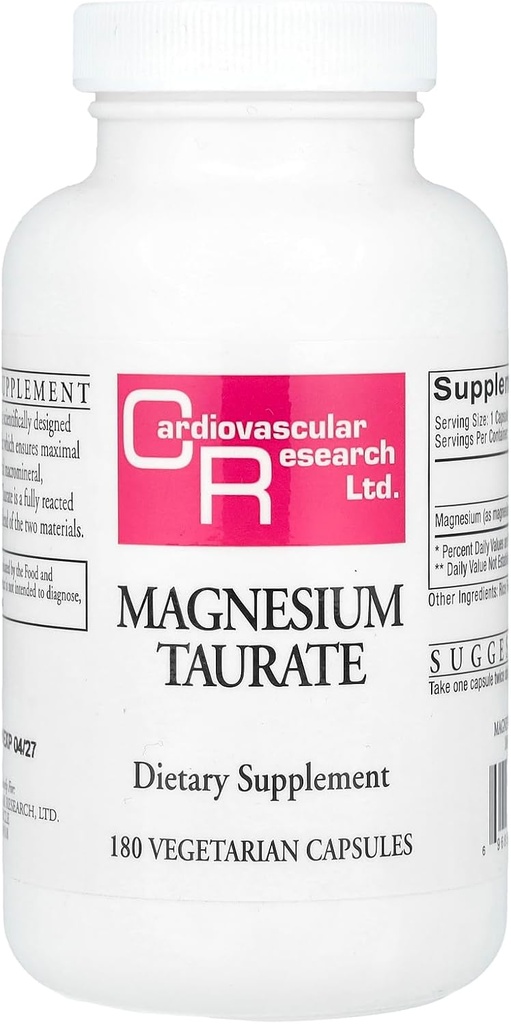 Investigación cardiovascular Magnesio Taurate 125 mg, Creamy White, 180 cápsulas (MAGT2)