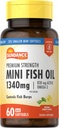 Sundance Mini Fish Oil Softgels 1340mg Silencio 60 Conde Silencio Controles Fish Burps  Premium Strength Formula with Omega-3 ← Natural Lemon Flavor ← Non-GMO and Gluten Free Supplement