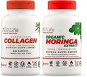 Completa vida Collagen hidrolizado y Moringa Oleifera Capsules - Suplementos dietéticos - Bovine Collagen Pills for Women and Men, Gluten-Free - Veggie Capsules