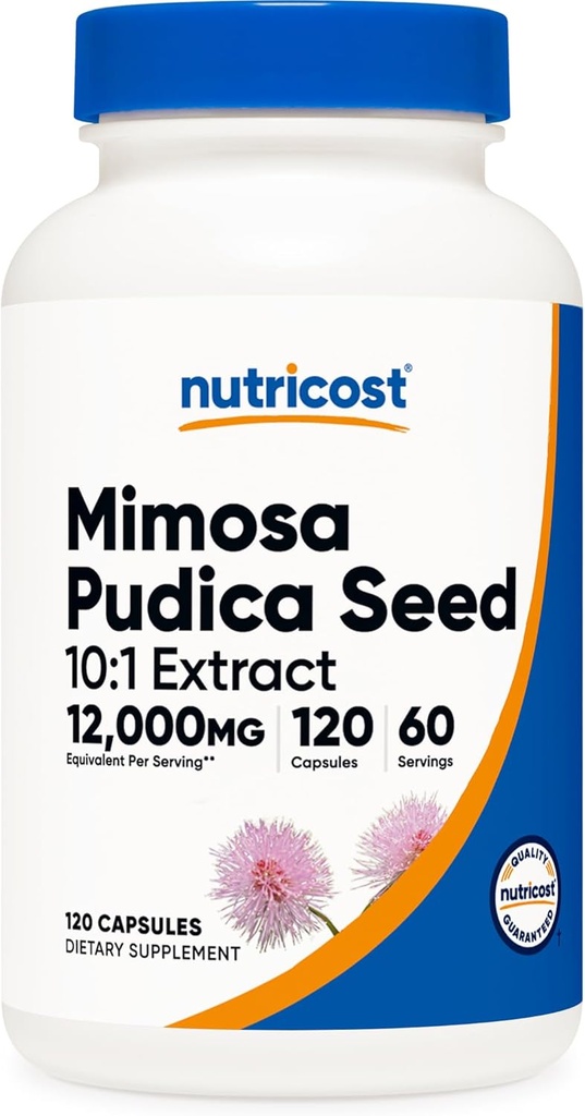 Nutricost Mimosa Pudica Seed 10:1 Extracto (120 Capsules, 60 Servings) (12,000MG Por Serving) - Non-GMO, Producto Libre de Animales