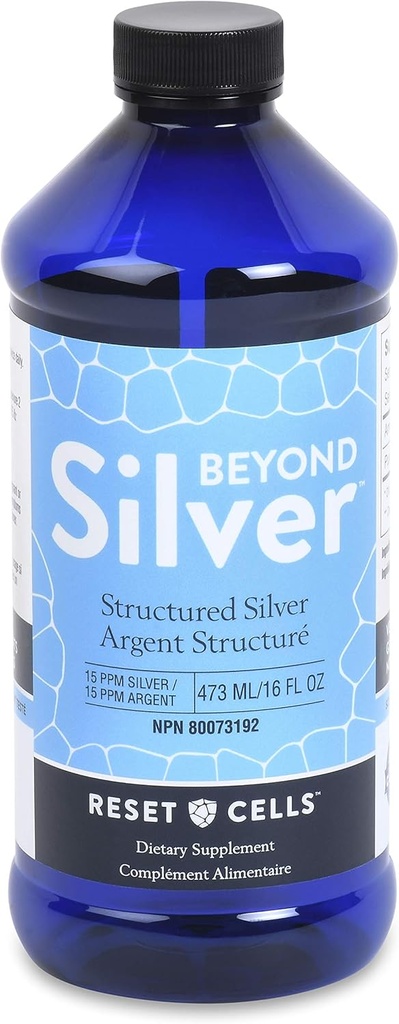Más allá de la Solución de Plata Estructurada - 15ppm - 16oz - Puro Colloidal Plata Líquido para Soporte Inmunitario - Suplemento dietético de Agua de Plata Alkaline