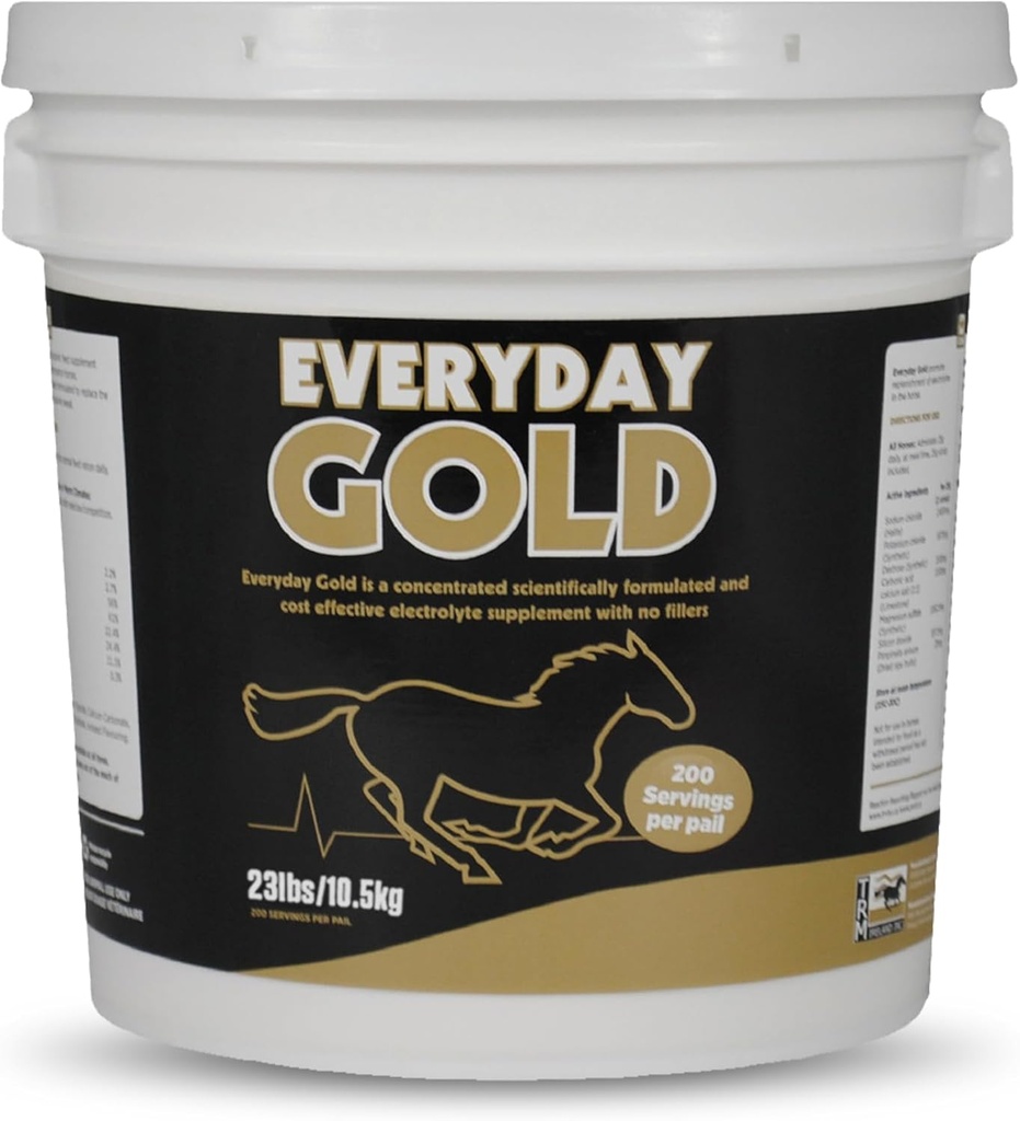 TRM Todos los días Gold Electrolyte Horse Supplement for Performance and Recovery ← Sodium, Potassium, Magnesium, Calcium - 22 lb (10kg) - 22 lb