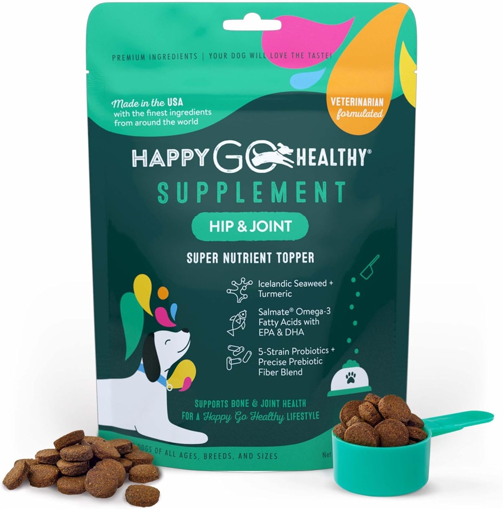 Hip &amp; Joint Supplements for Dogs ← Ayuda a la salud conjunta &amp; Mobility Support for Recovering and Senior Dogs ← Ingredientes naturales, Tasty Kibble Dog Food Topper ← 21 Count Pack