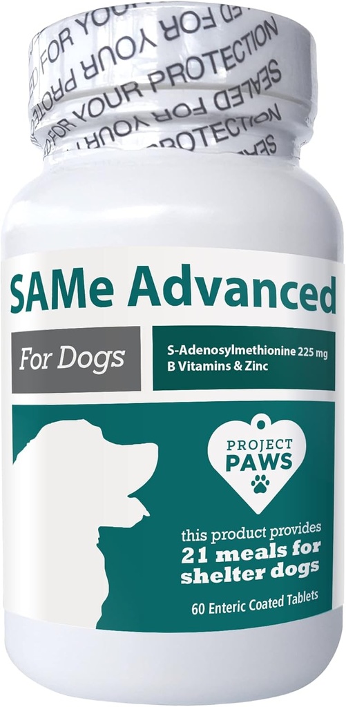 Proyecto Paws Same for Dogs - Soporte para perros con vitamina B - Suplemento de perros cognitivos - S Adenosyl Metionine for Dogs - 60 ct.