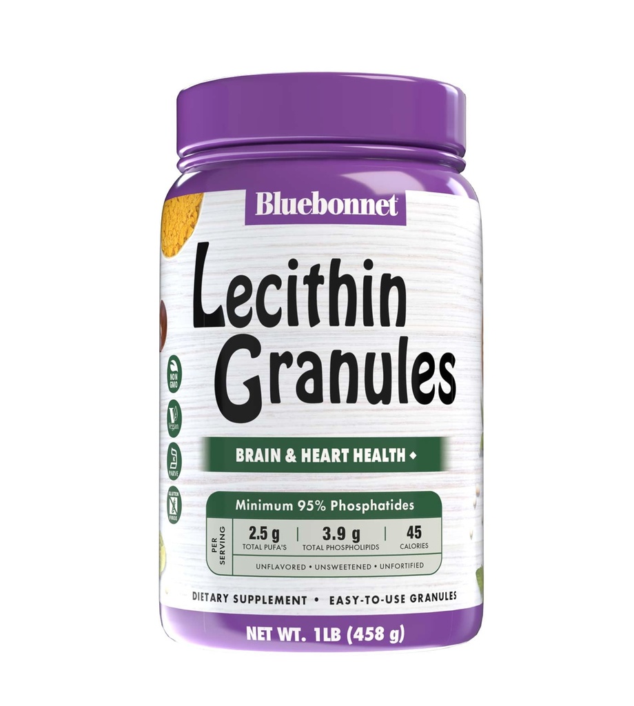 BlueBonnet Nutrition Lecithin Granules, Brain Health*, Heart Health*, Non-GMO, Vegan, Kosher Certified, Gluten-Free, No Sugar Added, 1 lb, 61 Servings