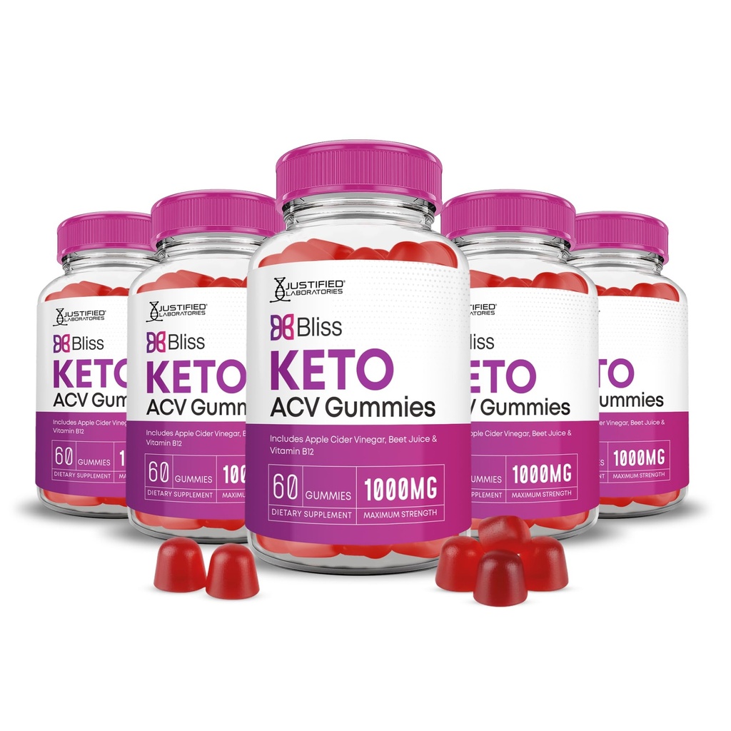 Laboratorios justificados (5 Pack Bliss Keto ACV Gummies Advanced Formula 1000MG X 10 Bliss Boost Formulado con Pomegranate Beet Juice Powder B12 Vegan Non GMO 300 Gummys