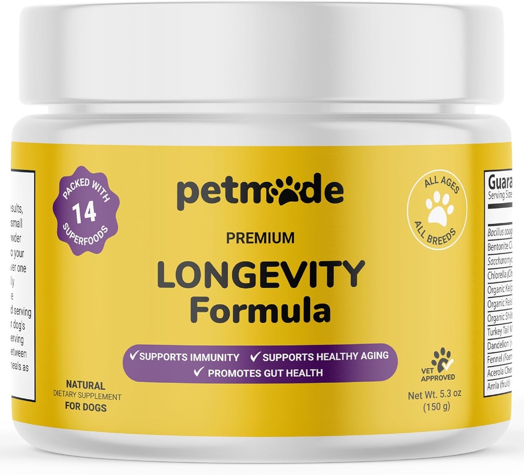 Turquía Tail Mushroom for Dogs - Vitaminas y Suplementos para perros - Prebióticos " Probióticos para la longevidad, Immune Support " Digestion - con Clorella, Dandelion Root, Vitamina E " More- 5.3 Oz