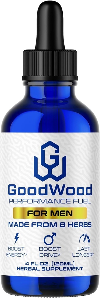 GoodWood - Male Liquid Drops - Aumenta la resistencia y el tamaño - mejora la energía, la unidad y el poder - para hombres edad 30, 40, 50, 60+ - Hecho con 8 hierbas y orgánico - One Pack