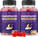 NutraChamps (Pack of 2 Melatonin Gummies for Adults, Extra Strength Sleep Aid Vitamins, 5mg o 10mg Dose, Vegan Natural Strawberry Flavor Supplement for Better Sleep, 120 Gummies