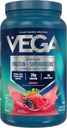 Vega Proteína + Supergreens - 20g Proteína de base vegetal, Berry, 26 Servings, Verdes Reales " Veggies, Vegan Keto, 0g Añadido Azúcar, Non-GMO, Gluten Free, Dairy Free, 1.7lbs (Packaging May Vary)