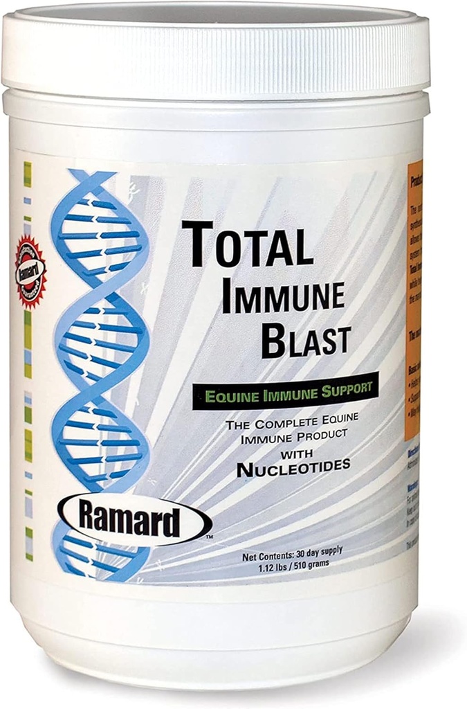 Ramard Total Immune Blast - Equine Immune Support, Horse Vitamin ' Powder Supplement w/Zinc, Selenium, Omega 3, Omega 6 " Vitaminas w/Nucleotides, Equine Powder " Suplementos 1.12 lbs. 30 Días Suministro