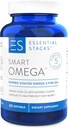 Estacas esenciales Smart Omega 3 - Burpless Fish Oil - 1400mg EPA DHA Por Serving, Enteric Coated (60 cápsulas)