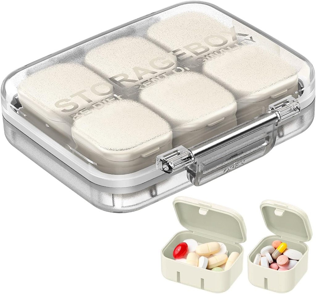 Organizador de píldoras SOFISO 4/6 Grid Free Assembly Travel Medicine Organizer 10 Day Pill Organizer Portable Pill Box Waterproof Pill Case Daily Medication Carry Case for Vitamins, Fish Oils, Supplements