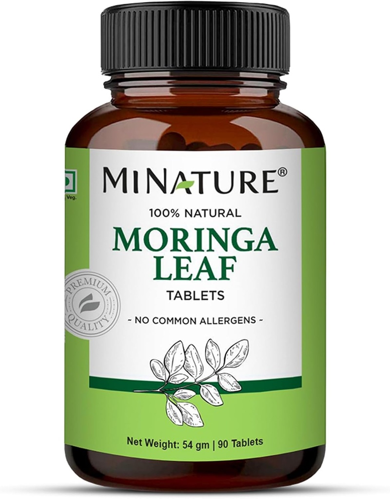 Moringa Leaf Tablets - 90 Tablets, 1000 mg| by mi Nature | 100% Natural Moringa| Antioxidant| Moringa Leaf Powder | Vitamin C |Vegan | from India
