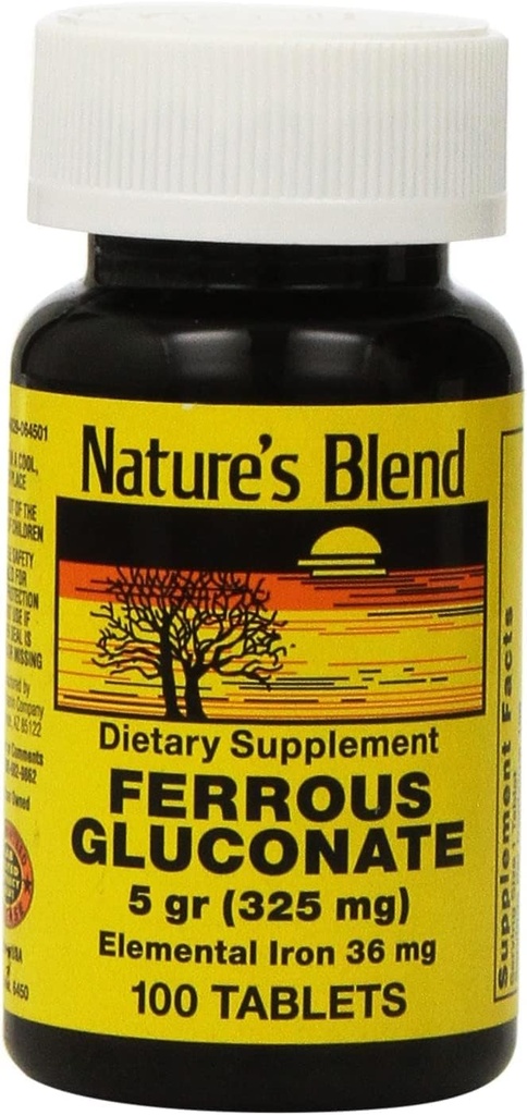 Tablas de Gluconato de Ferroso de la Naturaleza 324 mg, 100 Cuenta (Pack of 2)