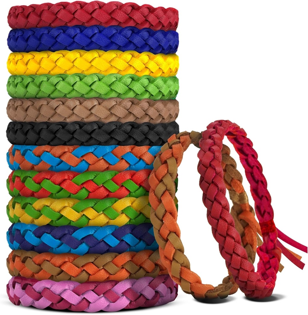Mosquito Repellent Bracelets, DEET-Free, Individually Wrapped PU Leather Insect & Bug Repellent Wrist Bands (Pack of 24)