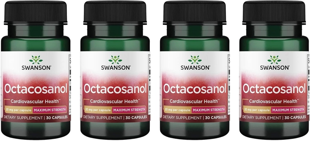 Swanson Maximum-Strength Octacosanol 20 Milligrams 30 Capsules (4 Pack)