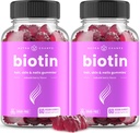 NutraChamps Sugar Free Biotin Gummies 10000mcg [High Potency] - Pelo sano, Esquín y uñas para mujeres, hombres y niños - 5000mcg en cada Gummy - Vegan Hair Health Vitamins Supplement - Raspberry (2-Pack)