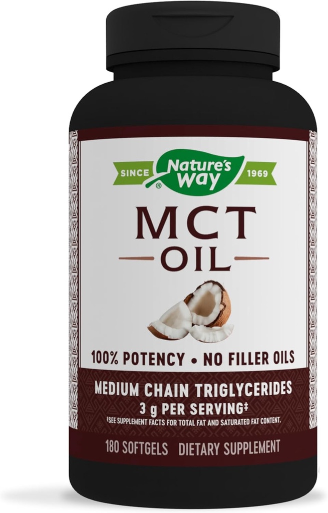 Camino de la Naturaleza MCT Oil, Brain and Body Fuel de Coconuts*; Keto y Paleo Friendly, Organic, Gluten Free, 180 Softgels