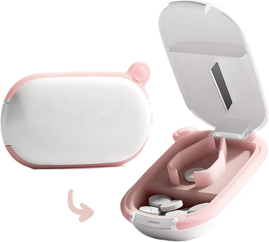 MURRI limitadaMURRDI Cutter y organizador pequeño para pequeñas o grandes píldoras, cortador de medicina portátil para el púrpura de bolsillo, cortador de pastillas para vitaminas, tabletas, medicamentos, rosa
