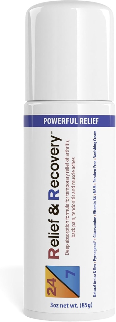24 horas del día Alivio de Dolor &amp; Recuperación Roll On - 3 onzas - Crema de Alivio de Dolor Musculo, Alivio de Dolor Conjunto, Alivio de Dolor Bursitis, Alivio de Dolor Sciatica, Alivio de Dolor de Dolor