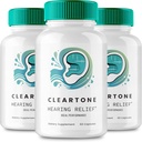 Cleartone Tinnitus Relief for Ringing Ears Capsules, Cleartone Ear Pills Supplement, Clear Tone Tinnitus Treatment, Calming Ear Ringinging Relief - Maximum Strength, Cleartone Reviews (3 Pack)