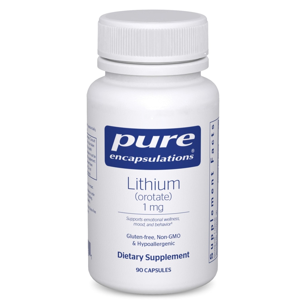 Pure Encapsulations Lithium (Orotate) 1 mg TENIDO Apoyo para la calma y el comportamiento