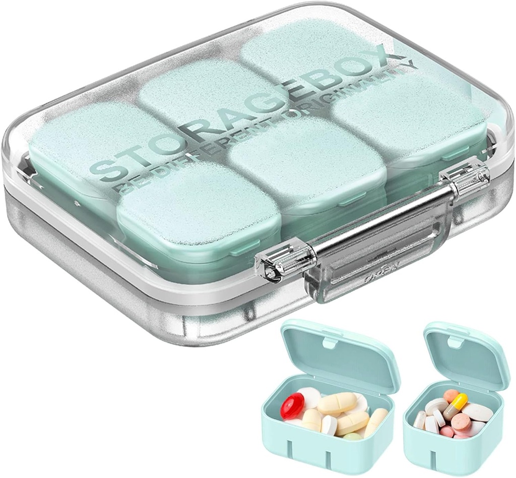 Organizador de píldoras SOFISO 4/6 Grid Free Assembly Travel Medicine Organizer 10 Day Pill Organizer Portable Pill Box Waterproof Pill Case Daily Medication Carry Case for Vitamins, Fish Oils, Supplements