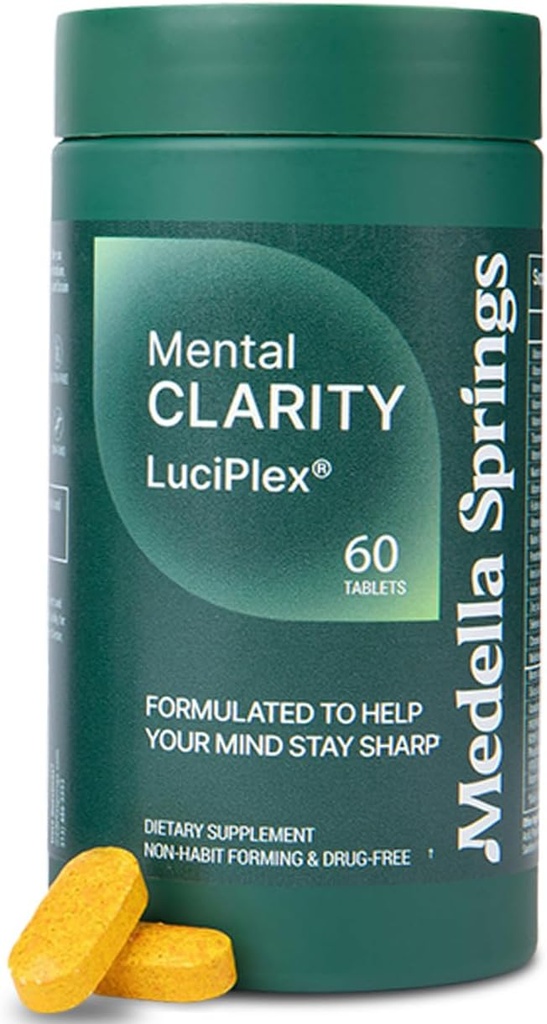 Suplemento de Booster de Cerebro para Focus, Memory, Clarity, Energy &amp; Mood 60 Tabs - 100% libre de drogas &amp; Suplemento Cerebro de Pruebas Clínicas - Fog &amp; Memory Booster w/VIT D3