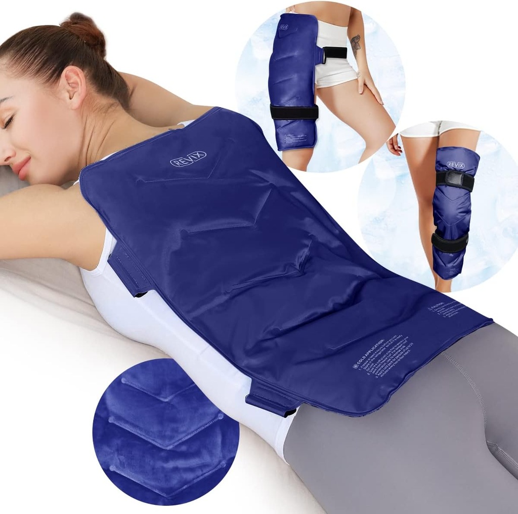 REVIX Large Ice Pack for Back, 13” x 21” Reusable Gel Cold Pack for Full Back Coverage, Cold Compress Wrap for Shoulder, Hip, Leg Relief, Ideal for Fatigue, Muscle Soreness, and Daily Recovery, Navy