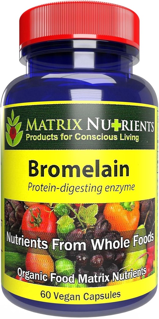 BROMELAIN - Alta Potente, 100% Orgánica, Enzima Digestiva Proteína! Mejorar la Digestión - Cápsulas Veganas (60ct)