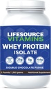 LifeSource Vitamins 3 lb - US Dairy Cows Grass Fed Whey Protein Isolate - Double Chocolate Fudge endulzado w/Stevia - 3 lb Powder