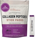 Peptides de colágeno en vivo para polvo Packets desfavorados - Polvo de colágeno hidrolizado - Cabello, piel, uñas, &amp; soporte conjunto - Tipo I & III Suplementos de colágeno de hierbas para mujeres y hombres - Pack de 20