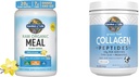 Jardín de la vida Pólvora de proteína vegana - Raw Organic Meal Replacement Shakes - Vainilla - Pea Protein " Grass Fed Collagen Peptides Pólvora - Pólvora de Collagen Desflavorada para Mujeres Hombres Piel de uñas