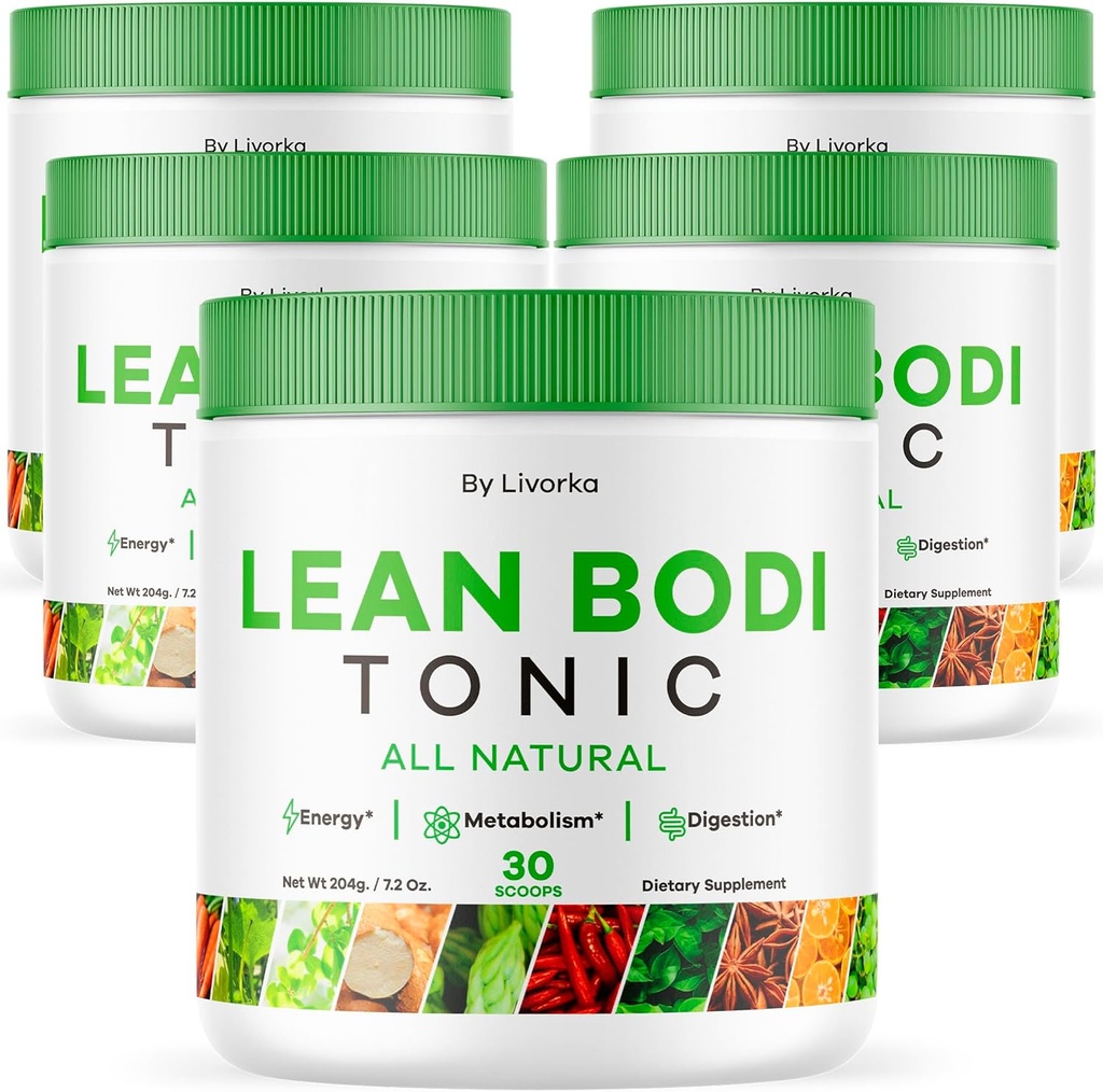 LIVORKA Lean Bodi Tonic, All Natural Advanced Formula Powder, 150 Serviciones para 5 meses, Pack de 5