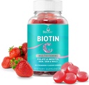 BeLive Biotin Gummies con MultiVitamins, Folate, Inositol – apoya el crecimiento del cabello, piel sana y uñas – Vegan, Pectin Based – Strawberry Flavor (1)