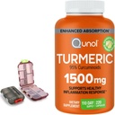 Turmric 1500mg Suplemento, 95% Curcuminoides, 220 cápsulas (110-Day Supply) con dos (2) cajas de carga de viaje.