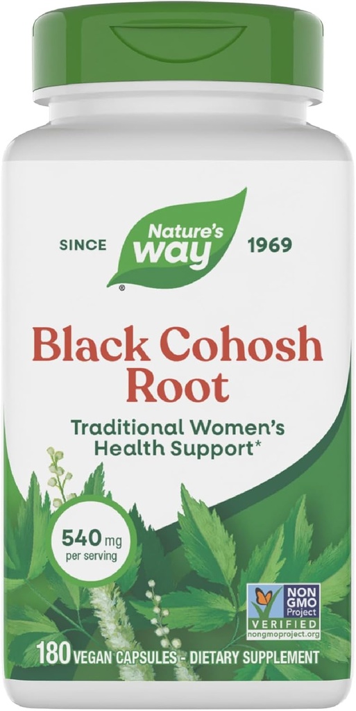 Manera de Cohosh Negro, Apoyo Tradicional para la Salud de las Mujeres*, 540 mg por Servir, Proyecto No-GMO Verificado, 180 cápsulas