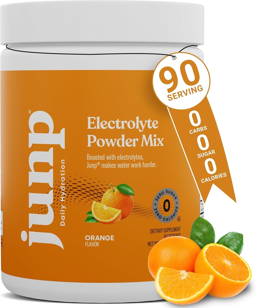 JUNP Electrolytes Powder No Sugar No Carbs, Sweet Tangy Citrus Orange Keto Electrolyte Drink Mix, Potasio " Sal Hidration Powder Electrolytes Zero Calorie Sugar Free Electrolyte Powder, 90 Servings