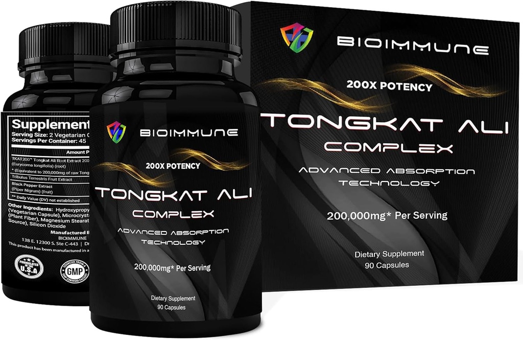 Longjack Tongkat Ali Extract Capsules 200x Strength ← Igual a 200.000 mg  durable Muscle Mass Strength, Drive, Performance