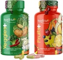 Suplemento de frutas y verduras de raíz y sol - Empaquetado con superalimentos naturales enteros - Vegan - No GMO - 100% Soy Gratis - 90 Cuenta (2 Pack)