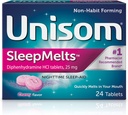 Sueño UnisomMelts, Noche de dormir, Diphenhydramine HCI, 24 Tabletas, 25 mg