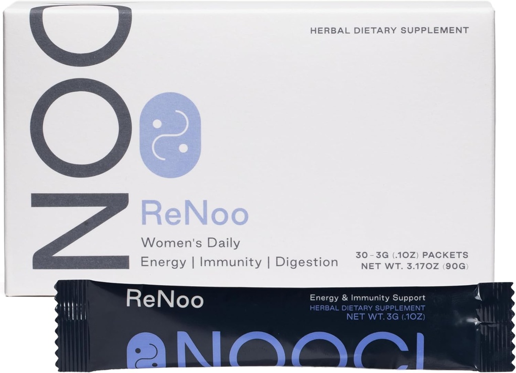 NOOCI ReNoo Women's Daily Powder for Energy, Immunity, Digestion | No Added Sugar | Non-GMO | Vegan | 30 Sachets, Green Tea