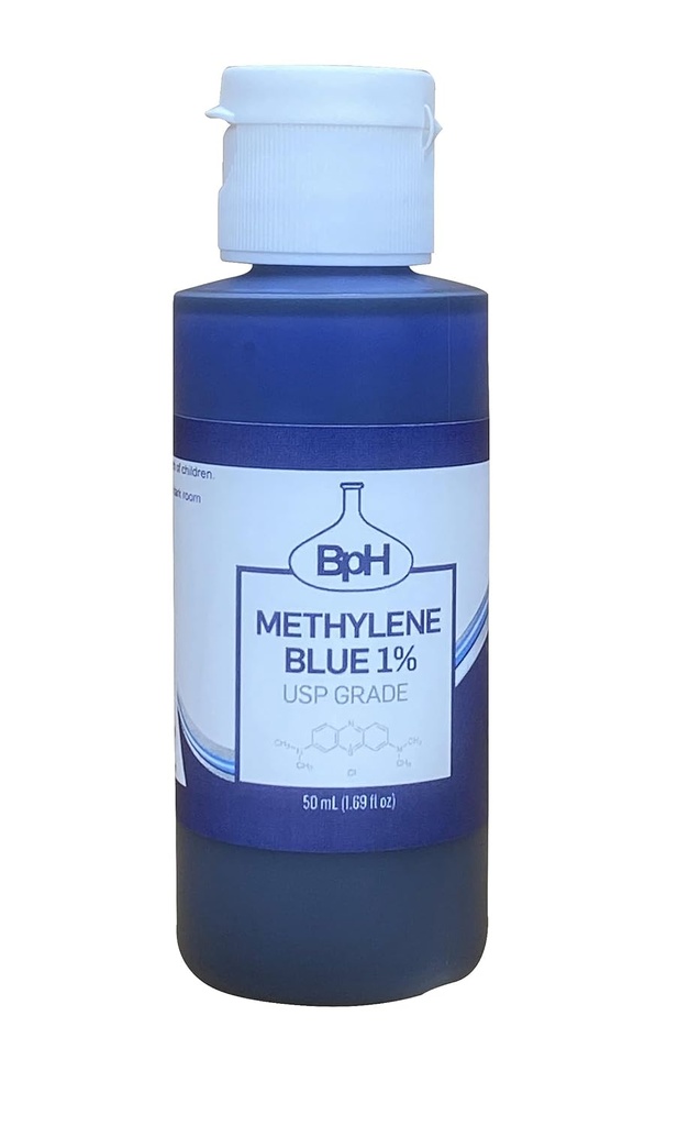 Metileno Azul, 1% USP (Pharmaceutical) Grado, 50 mL (1,69 fl oz); 3er partido testado