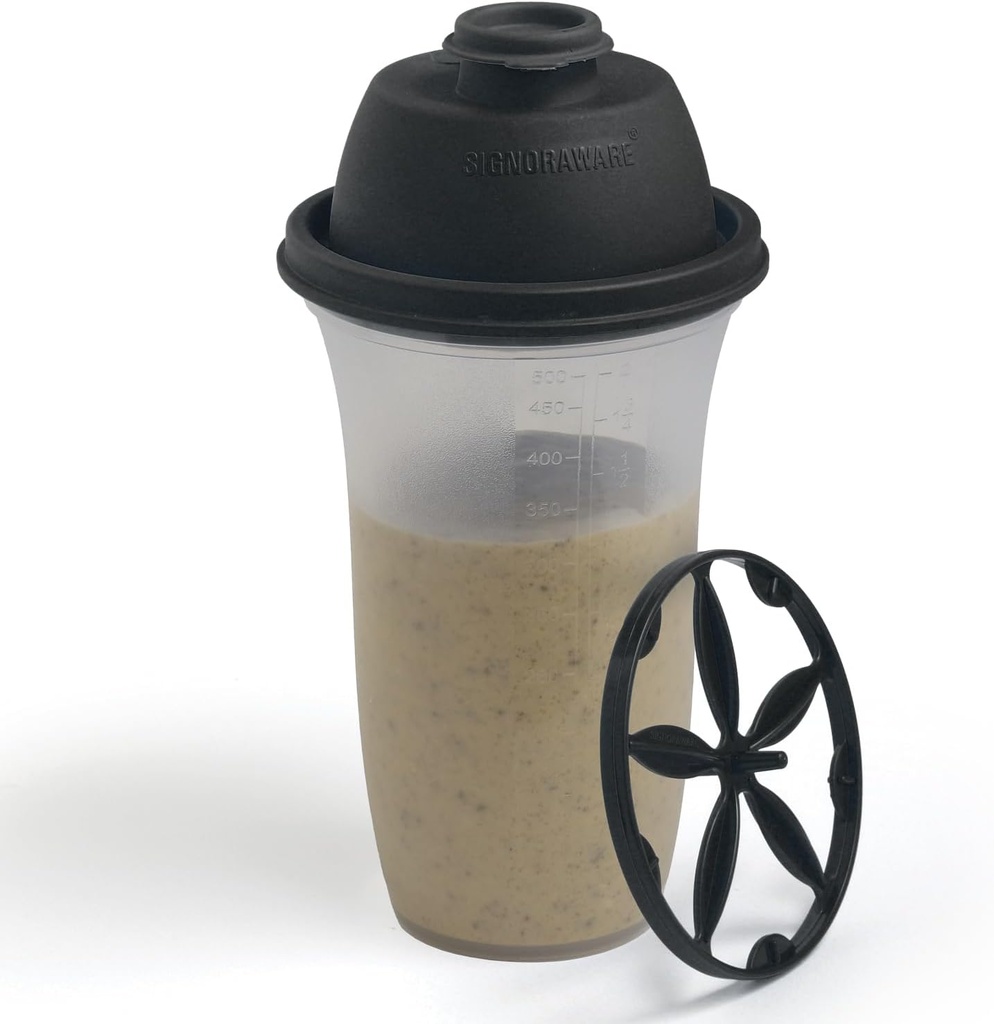 SIGNORA WARE Shaker Bottles TENIDO 17-Once Plastic Protein Shake Bottle for Meal Replacement Shakes " Smoothies, Beverages, Mixing Salad Dressing " Sauces, Margarita, " More