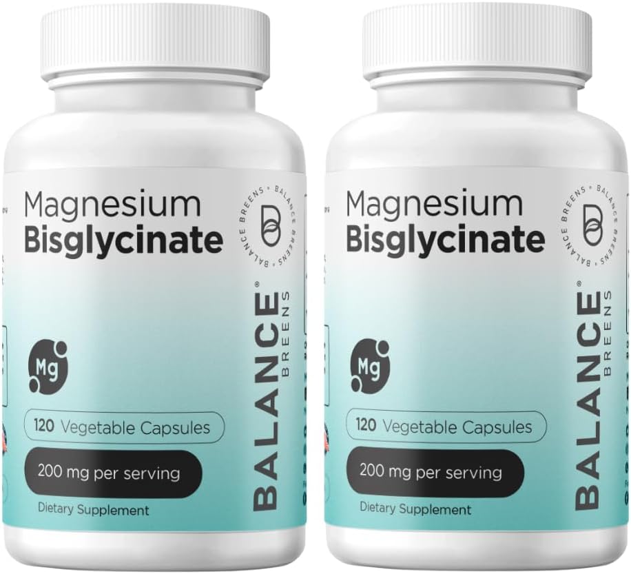 Magnesio Bisglycinate 200mg - High Absorption Chelated Magnesium Supplement - Gentle on Stomach, Gluten-Free, Supports Sleep, Muscle Cramps & Positive Mood - 120 Capsules (Pack of 2)