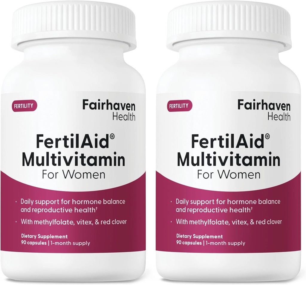Fairhaven Health FertilAid for Women ← Vitamina Prenatal Suplementos de Fertilidad para Mujeres TENIDO Concepción para Ella con Vitex y Folate TENIDO Apoyo Ciclo Regularidad y Ovulación* ANTE 180 Capsules