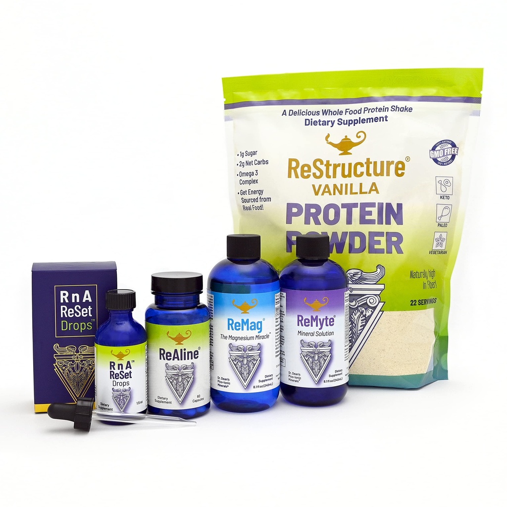 RnA ReSet - Total Body Reset, Dietary Supplement Protocol, Magnesium, Electrolytes, Vitamina B, Vanilla Protein Powder, Wellness and Longevity - por el Dr. Carolyn Dean